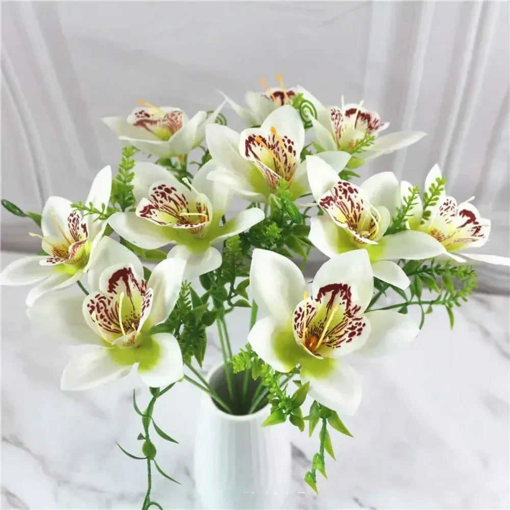 8Pcs d'Orchidées Artificielles | Artiflora Blanc