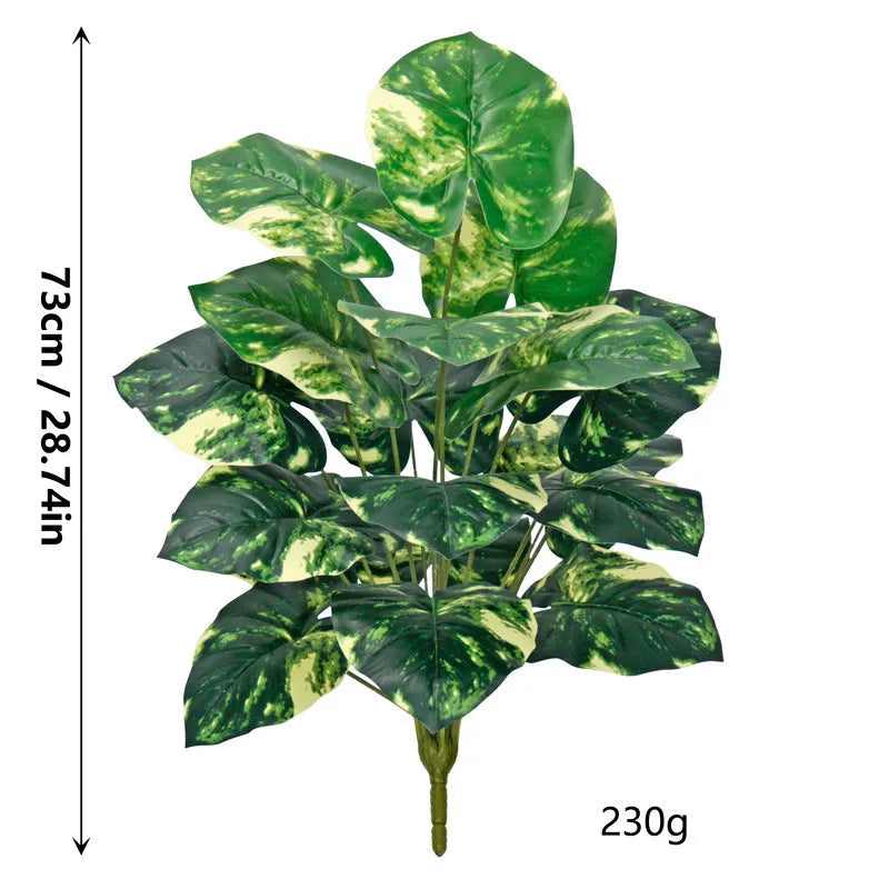 Alocasia Artificiel Verte et Blanche
