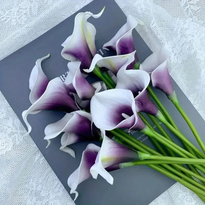 Bouquet Arum Artificiel Blanc / Mauve / 10 pcs