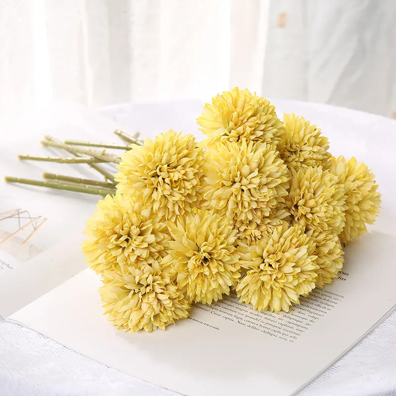 Bouquet de Chrysanthème Artificielle | Artiflora Jaune / 3Pcs