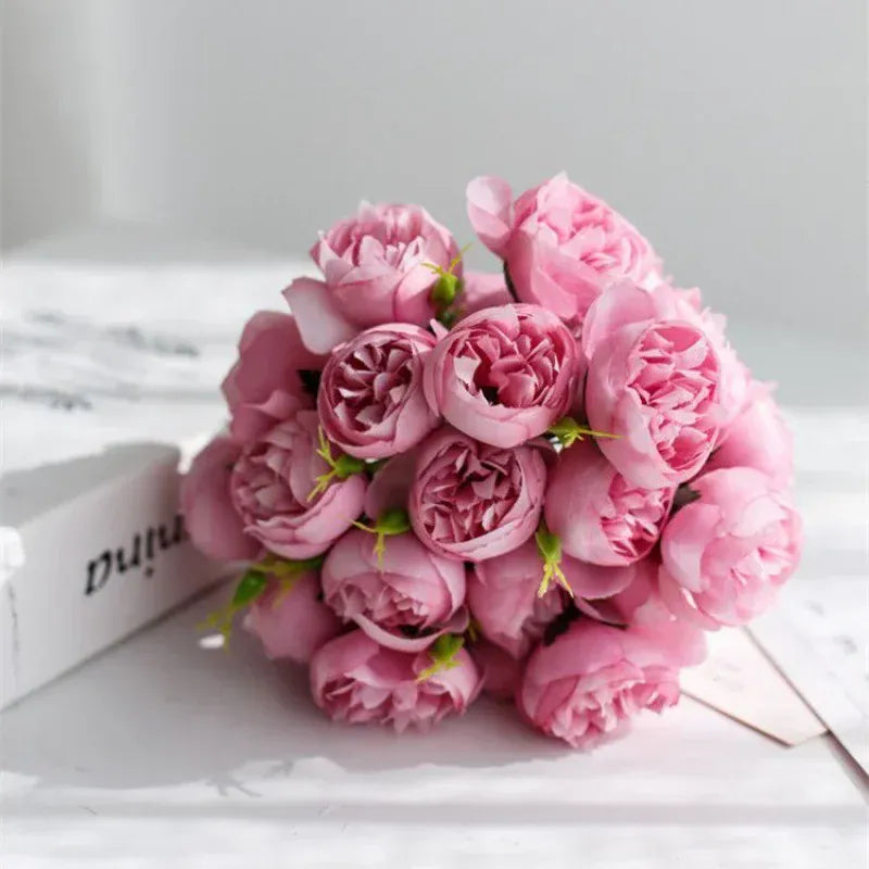 Bouquet de Roses Artificielles rondes | Artiflora Rose / 9 pièces
