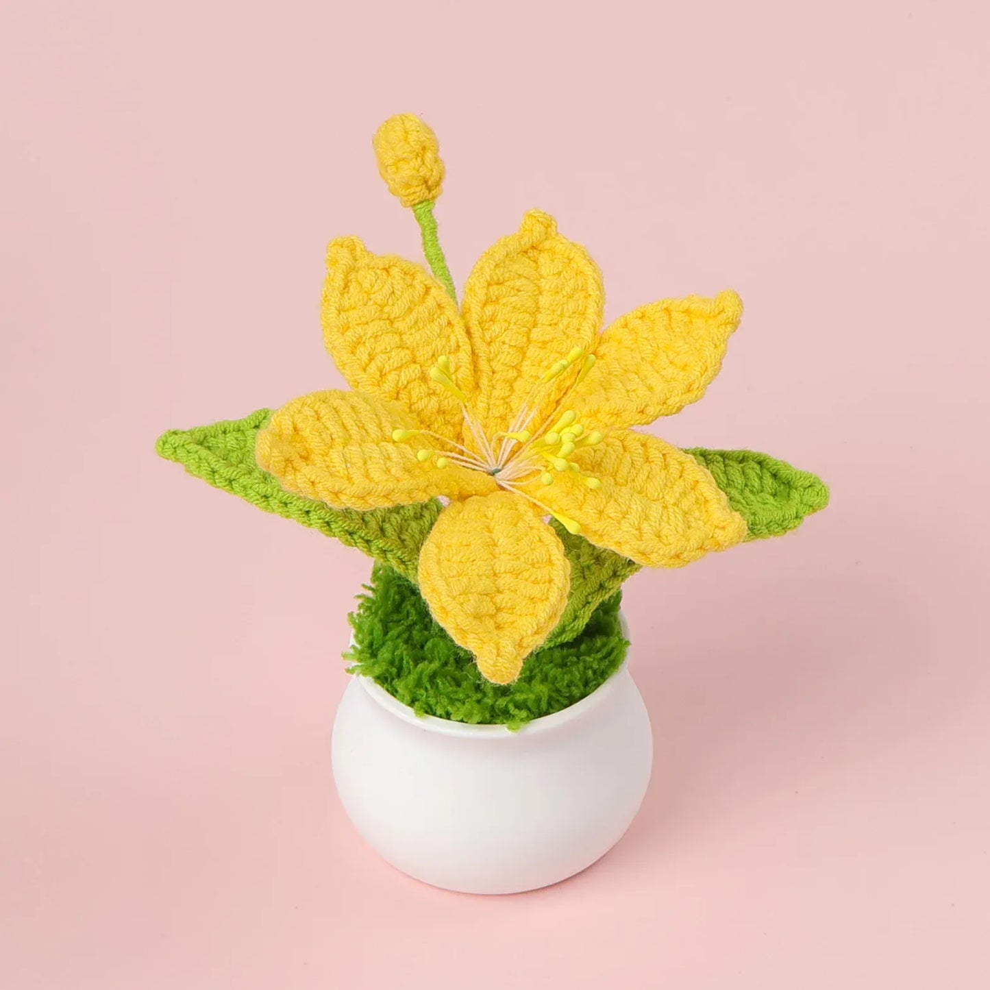 Fleur en Pot Tricotée | Artiflora Jaune