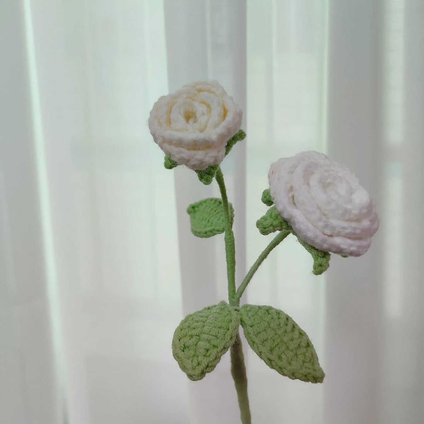 2 Roses Tricotées Bicolores | Artiflora Blanc
