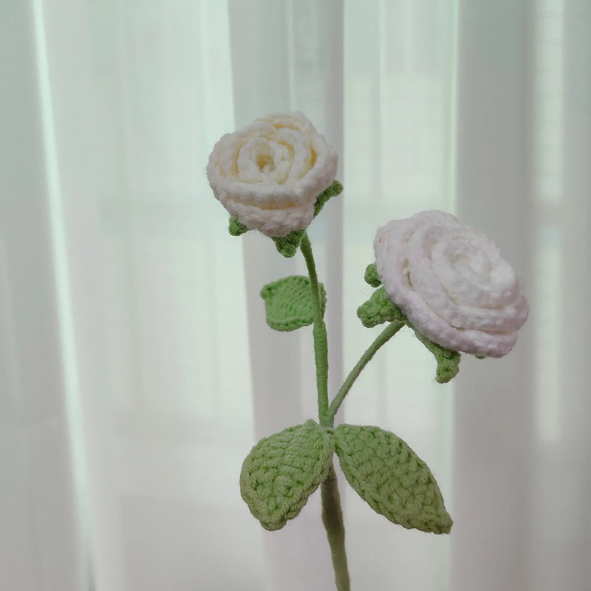 2 Roses Tricotées Bicolores | Artiflora Blanc