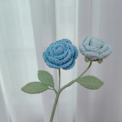 2 Roses Tricotées Bicolores | Artiflora Bleu