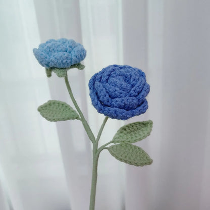 2 Roses Tricotées Bicolores | Artiflora Bleu Foncé