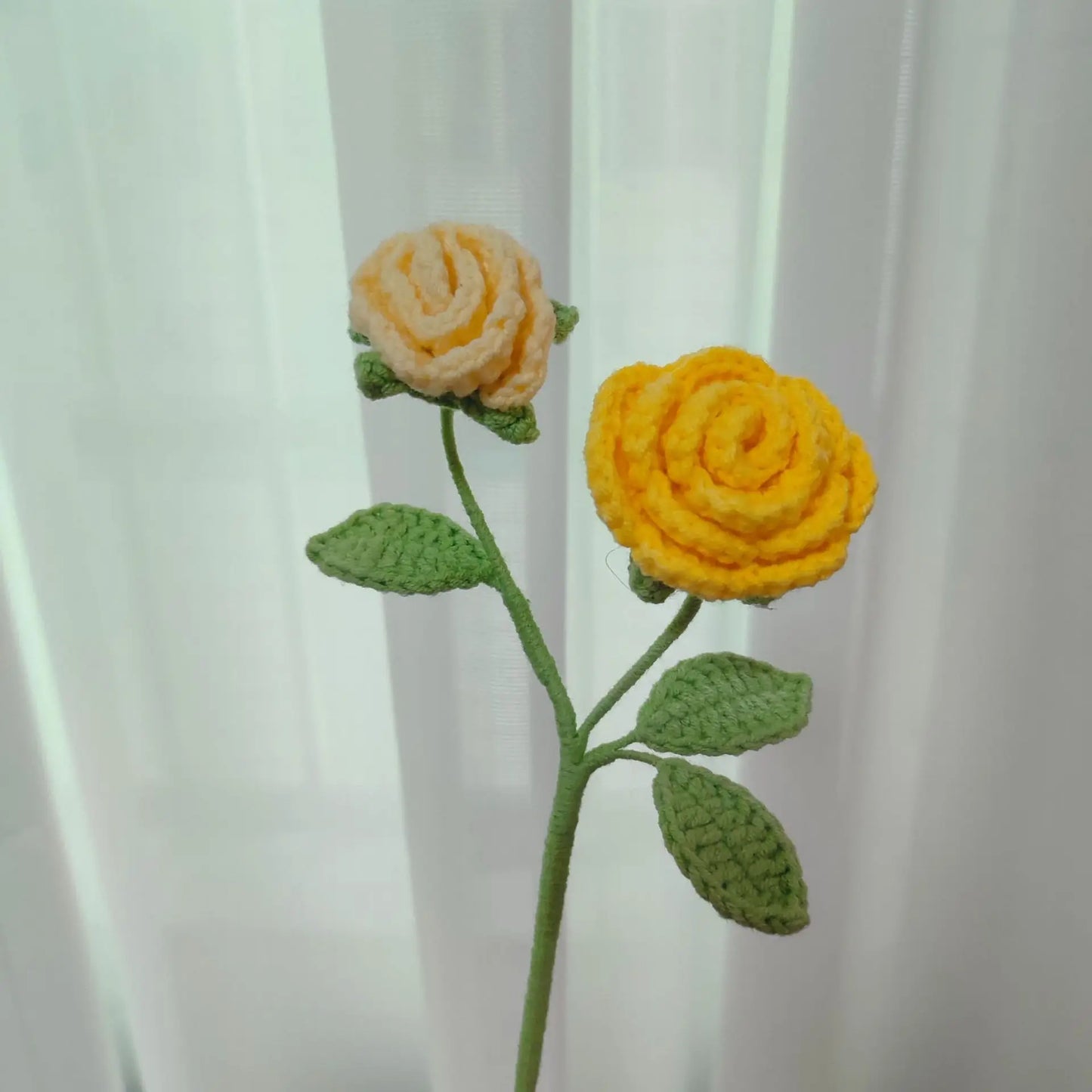 2 Roses Tricotées Bicolores | Artiflora Jaune