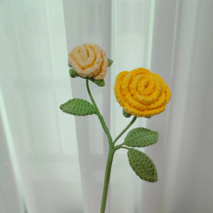 2 Roses Tricotées Bicolores | Artiflora Jaune