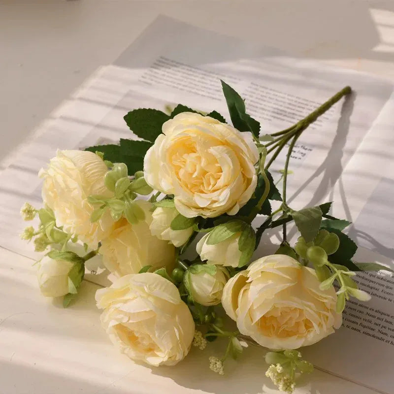 5 Roses Artificielles | Artiflora Jaune
