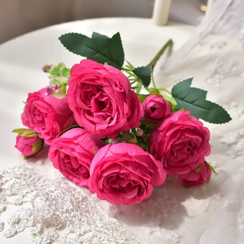 5 Roses Artificielles | Artiflora Magenta