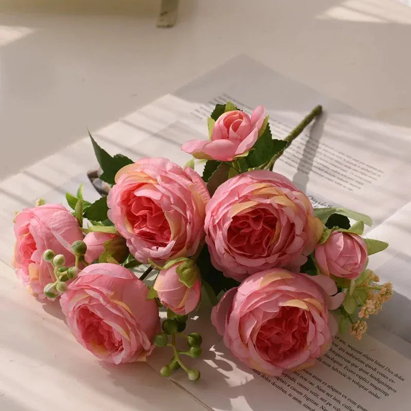 5 Roses Artificielles | Artiflora Rose Foncé