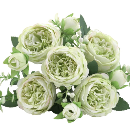 5 Roses Artificielles | Artiflora Vert