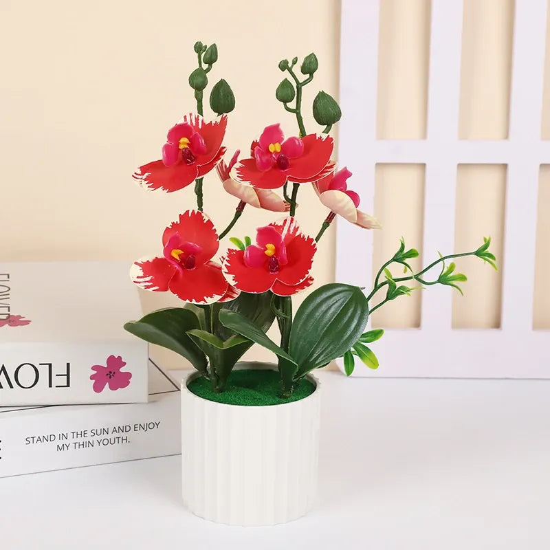 Orchidées Artificielles Bicolores | Artiflora Rouge