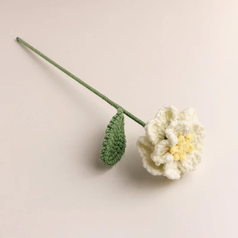 Rose Tricotée avec Feuille