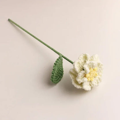 Rose Tricotée avec Feuille | Artiflora Jaune