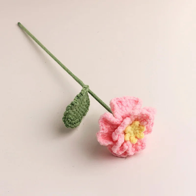 Rose Tricotée avec Feuille