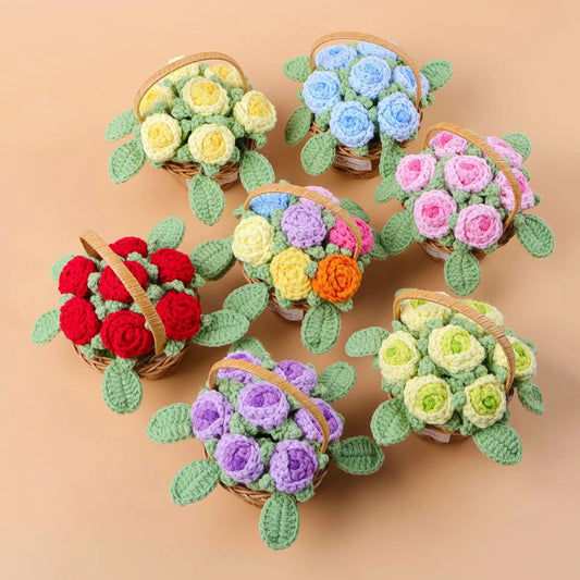 Fleur en Panier Tricotée
