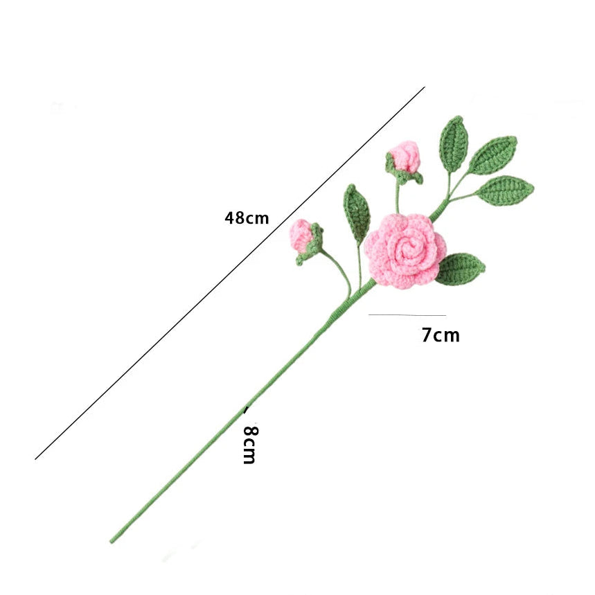 Rose avec Plusieurs Feuilles Tricotées