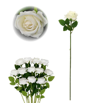Lot de Roses Artificielles | Artiflora Blanc / 12PCS