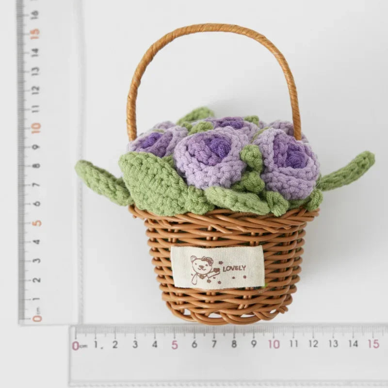 Fleur en Panier Tricotée