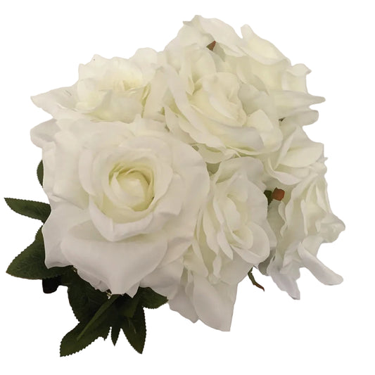 Bouquet de 7 Roses Artificielles Blanches