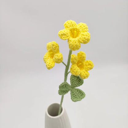Tige de 3 Fleurs Tricotée | Artiflora Jaune Sombre