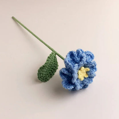 Rose Tricotée avec Feuille | Artiflora Bleu