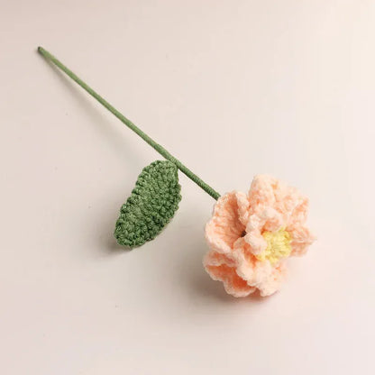 Rose Tricotée avec Feuille | Artiflora Rose Pâle