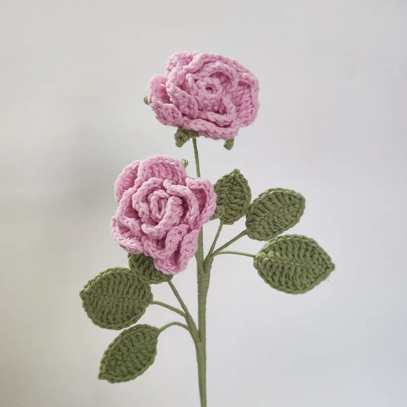 Tige de 2 Roses Tricotées