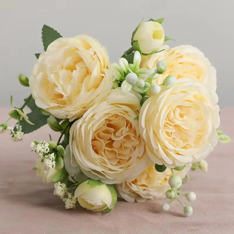 Bouquet de 5 Roses Artificielles | Artiflora Champagne