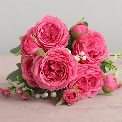 Bouquet de 5 Roses Artificielles | Artiflora Rose Eclatant