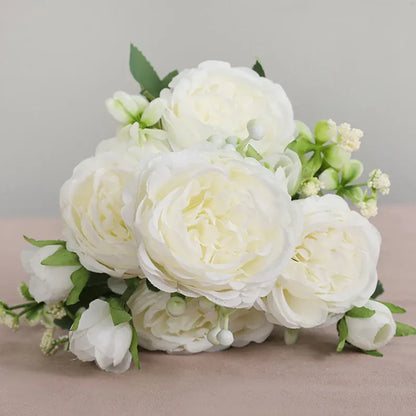 Bouquet de 5 Roses Artificielles | Artiflora white