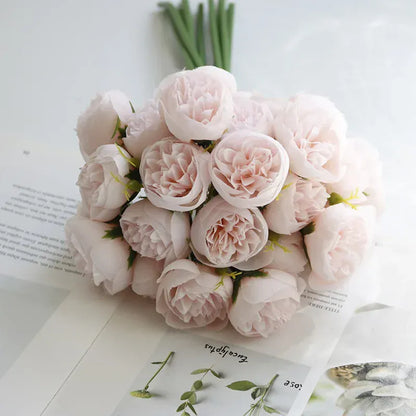 Bouquet de Roses Artificielles rondes | Artiflora Rose Pâle / 9 pièces