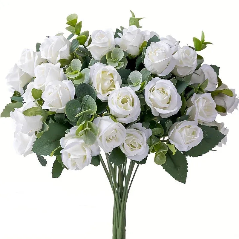 Bouquets de 10 Roses Artificielles | Artiflora Blanc