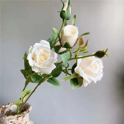 Branche de 5 Roses Artificielles | Artiflora Blanc