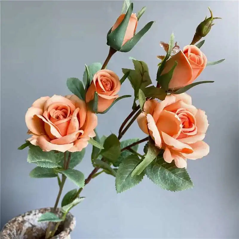 Branche de 5 Roses Artificielles | Artiflora Orange