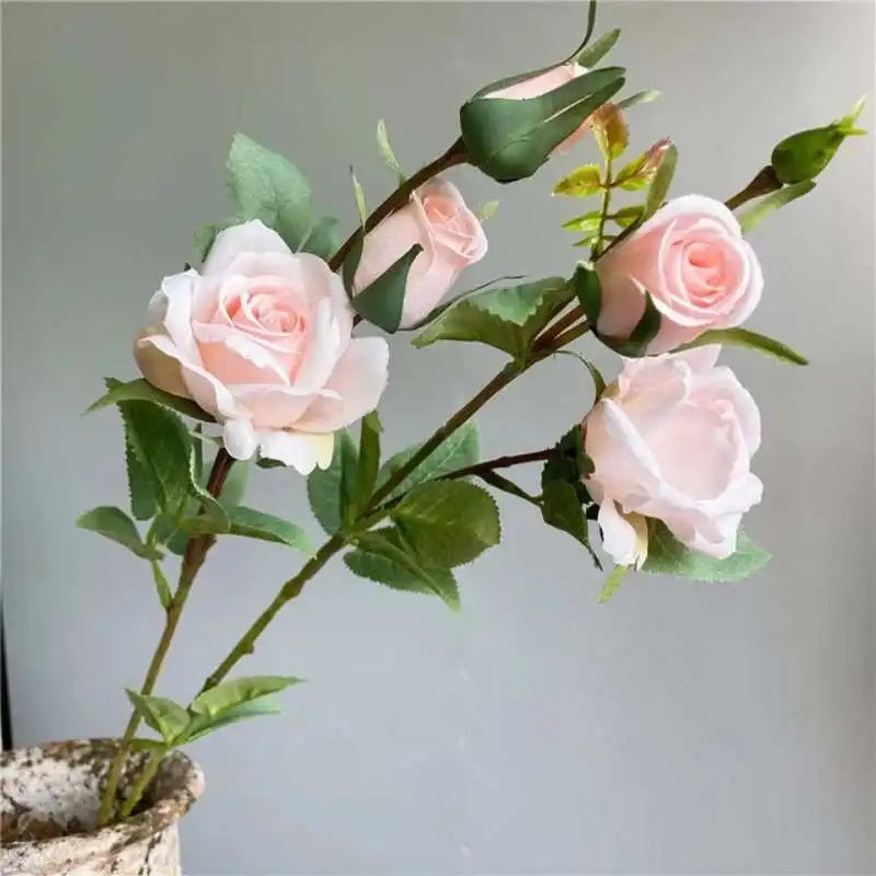 Branche de 5 Roses Artificielles | Artiflora Rose Pâle