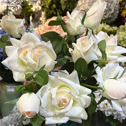 Branche de Rose Artificielle Eclatantes | Artiflora Blanc Cassé