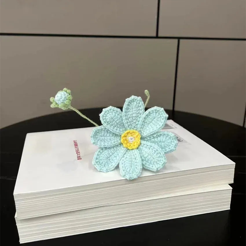 Couple de deux Fleurs Tricotée | Artiflora Bleu