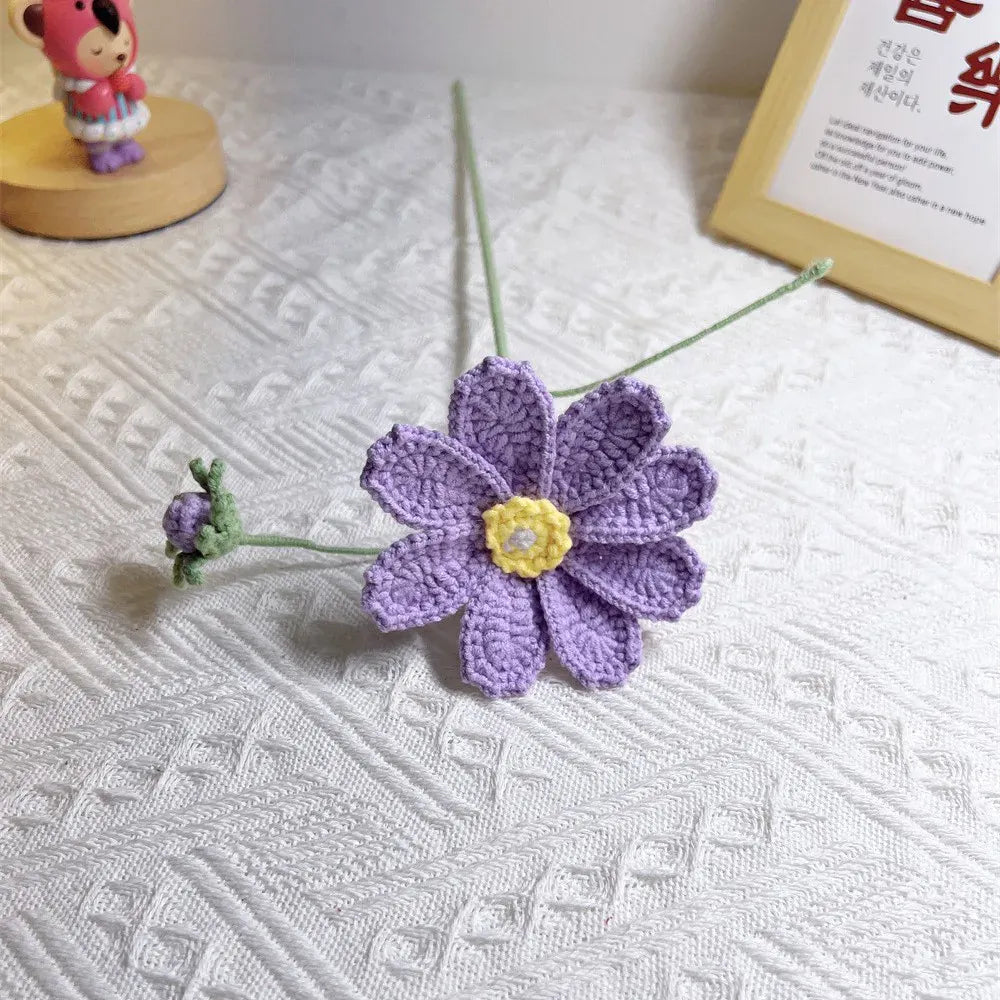 Couple de deux Fleurs Tricotée | Artiflora Mauve