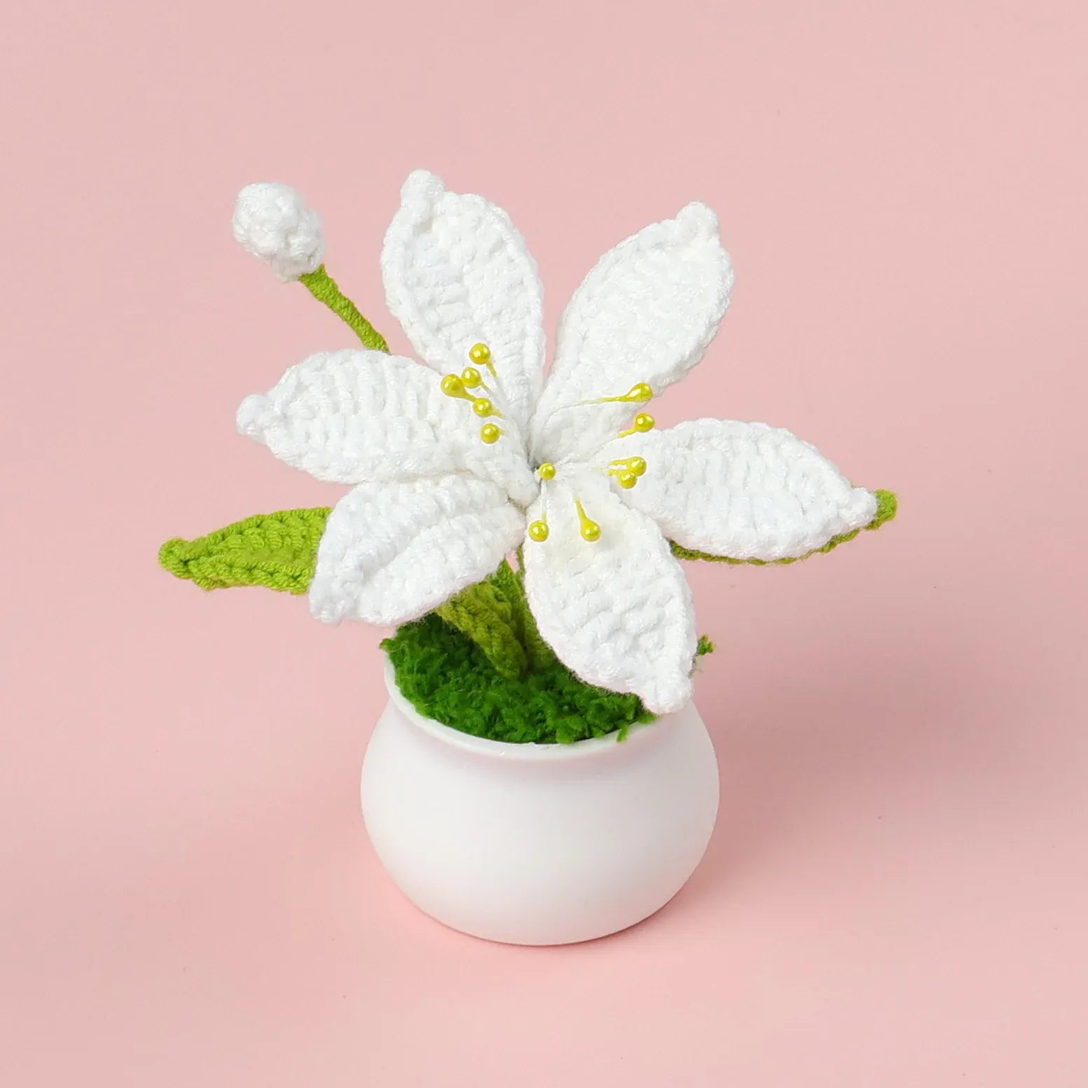 Fleur en Pot Tricotée | Artiflora Blanc