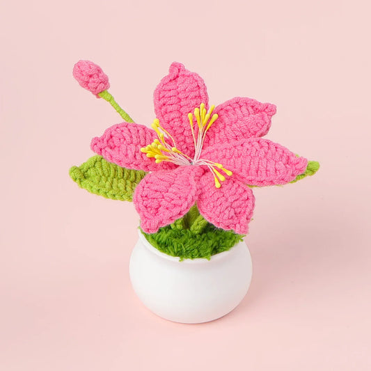 Fleur en Pot Tricotée | Artiflora Rose