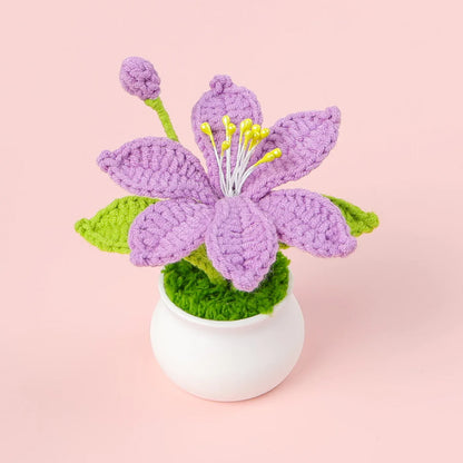 Fleur en Pot Tricotée | Artiflora Violet