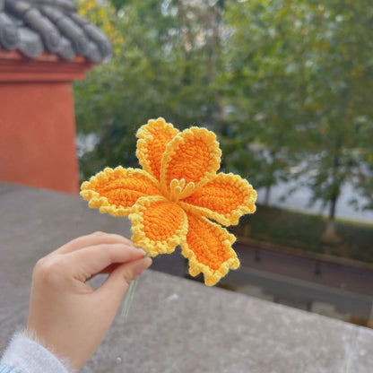 Fleur Tricotée avec Contour | Artiflora Orange