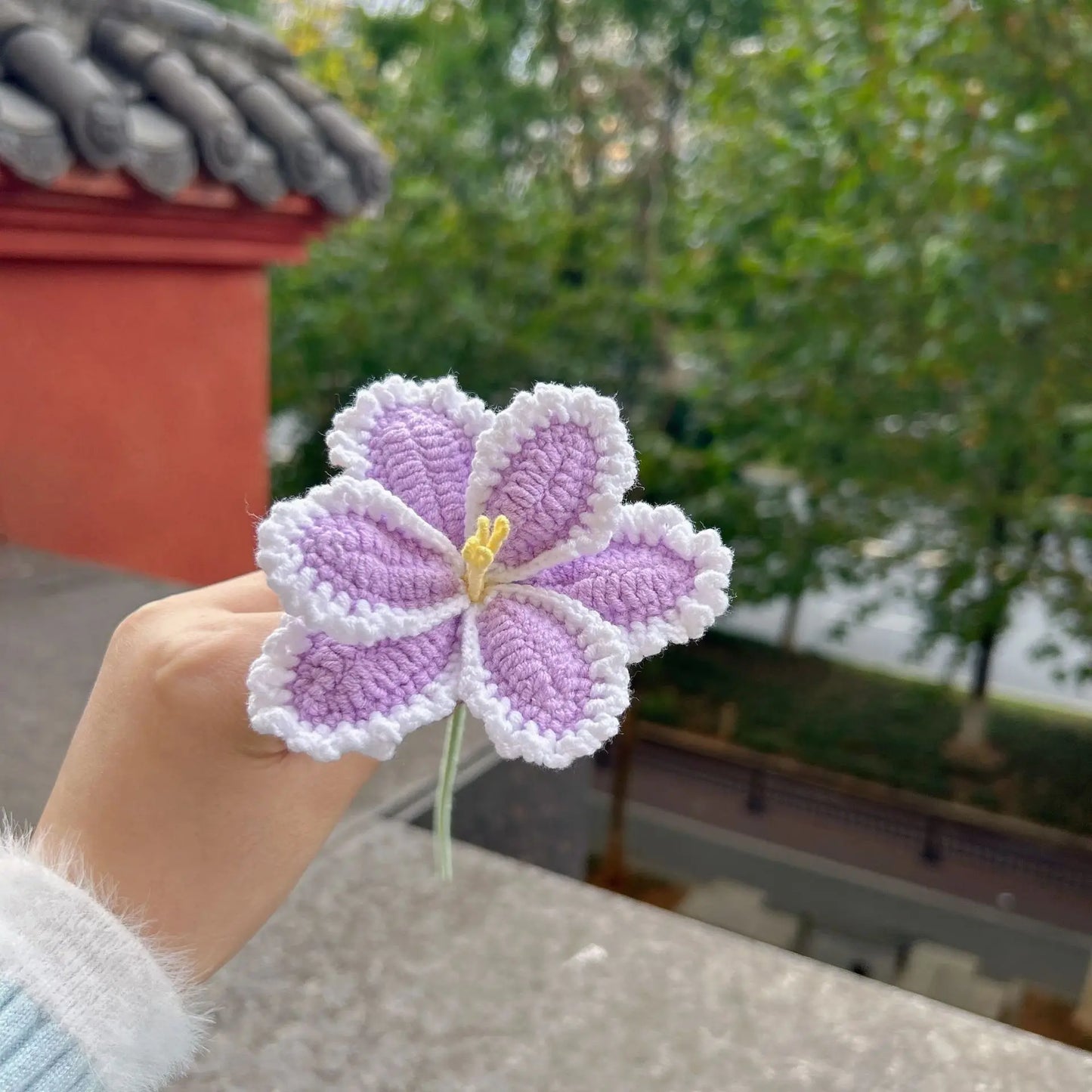 Fleur Tricotée avec Contour | Artiflora Violet
