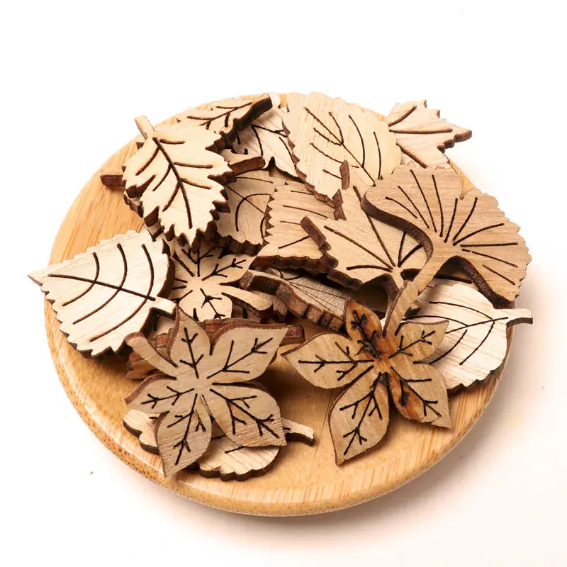 Lot de 40 Feuilles en Bois 40 Pcs