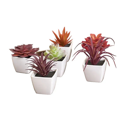 Lot de 6 Succulentes Artificielles | Artiflora Rouge