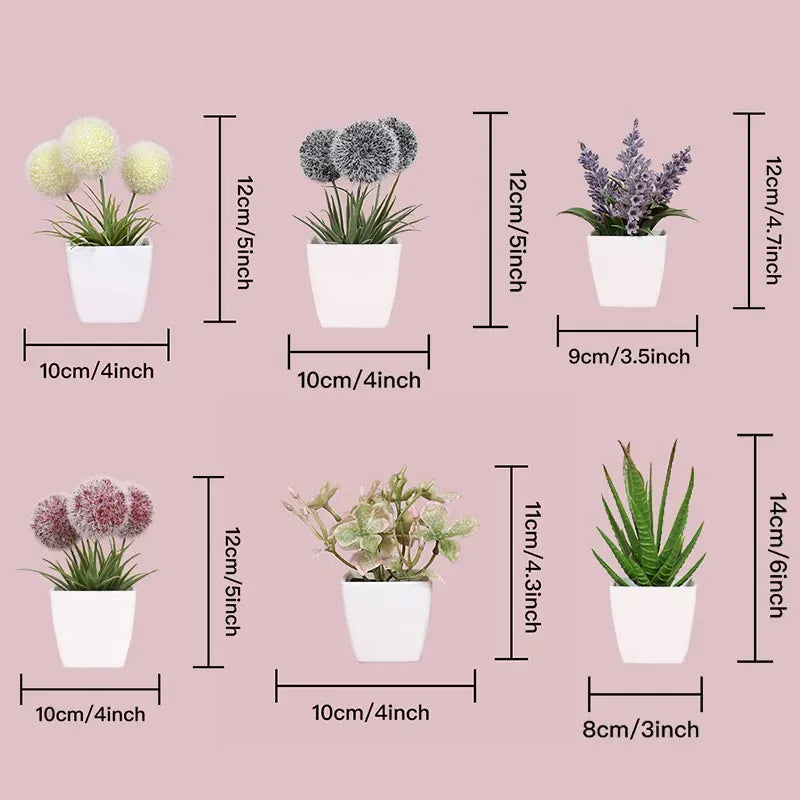 Lot de petites plantes artificielles multicolores | Artiflora
