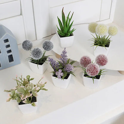 Lot de petites plantes artificielles multicolores | Artiflora