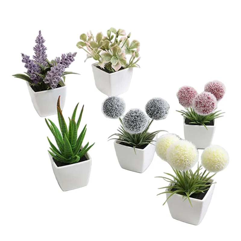 Lot de petites plantes artificielles multicolores | Artiflora